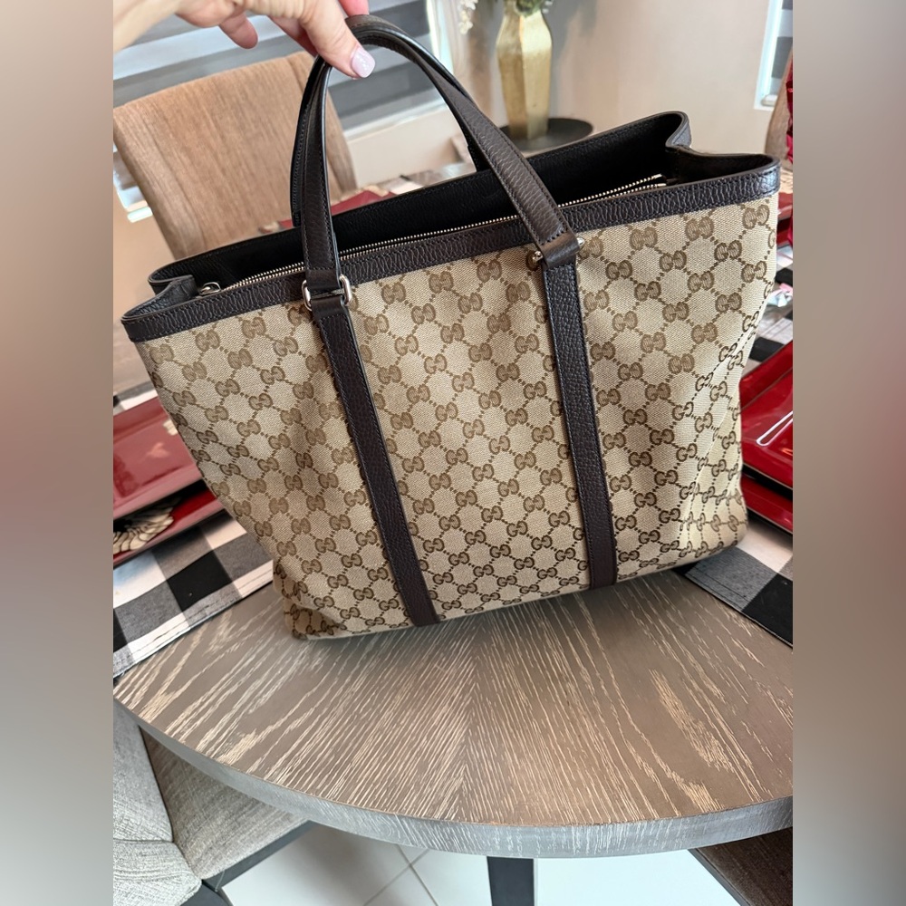 Gucci Beige and Dark Brown Men's Tote - Picture 4 of 15
